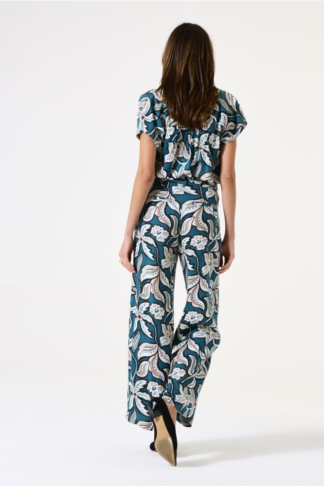 BROEK MET PRINT G50310 5079 Blue Lagoon